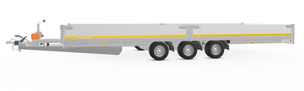 Eduard Geremde Eduard multitransporter - 606x220 cm - 3500 kg bruto laadvermogen - 56 cm laadvloerhoogte - 30 cm borden - inclusief oprijplaten en handlier - tridem asser