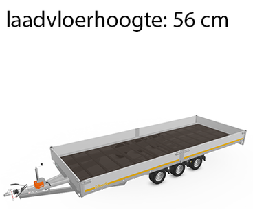 Eduard Geremde Eduard multitransporter - 606x220 cm - 3500 kg bruto laadvermogen - 56 cm laadvloerhoogte - 30 cm borden - inclusief oprijplaten en handlier - tridem asser
