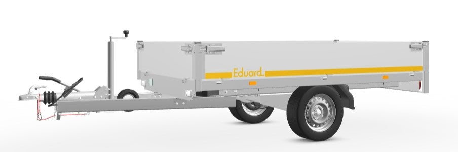 Eduard Geremde Eduard plateauwagen - 256x150 cm - 1500 kg bruto laadvermogen - 63 cm laadvloerhoogte - 30 cm borden - inclusief oprijplaten