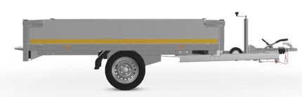 Eduard Geremde Eduard plateauwagen - 256x150 cm - 1500 kg bruto laadvermogen - 63 cm laadvloerhoogte - 30 cm borden - inclusief oprijplaten