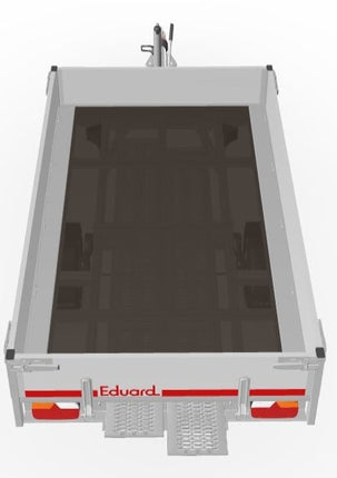 Eduard Geremde Eduard plateauwagen - 256x150 cm - 1500 kg bruto laadvermogen - 63 cm laadvloerhoogte - 30 cm borden - inclusief oprijplaten