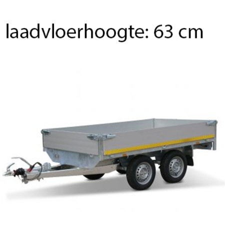 Eduard Geremde Eduard plateauwagen - 256x150 cm - 2000 kg bruto laadvermogen - 63 cm laadvloerhoogte - 30 cm borden - tandemasser