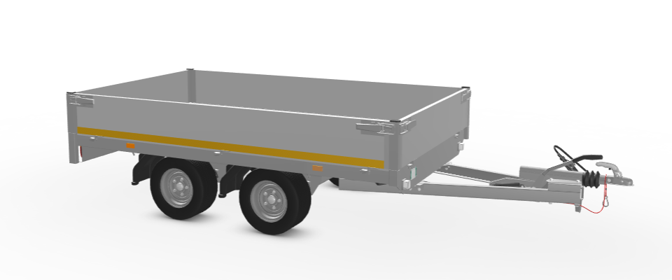 Eduard Geremde Eduard plateauwagen - 256x150 cm - 750 kg bruto laadvermogen - 56 cm laadvloerhoogte - 30 cm borden - tandemasser