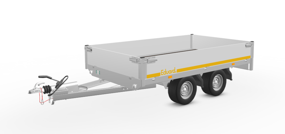 Eduard Geremde Eduard plateauwagen - 256x150 cm - 750 kg bruto laadvermogen - 56 cm laadvloerhoogte - 30 cm borden - tandemasser