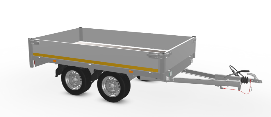 Eduard Geremde Eduard plateauwagen - 256x150 cm - 750 kg bruto laadvermogen - 63 cm laadvloerhoogte - 30 cm borden - tandemasser