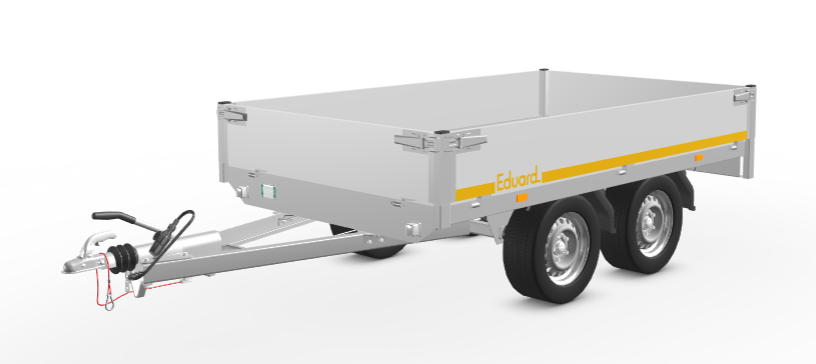 Eduard Geremde Eduard plateauwagen - 256x150 cm - 750 kg bruto laadvermogen - 63 cm laadvloerhoogte - 30 cm borden - tandemasser