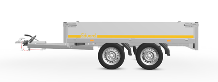 Eduard Geremde Eduard plateauwagen - 256x150 cm - 750 kg bruto laadvermogen - 63 cm laadvloerhoogte - 30 cm borden - tandemasser