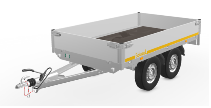 Eduard Geremde Eduard plateauwagen - 256x150 cm - 750 kg bruto laadvermogen - 72 cm laadvloerhoogte - 30 cm borden - tandemasser