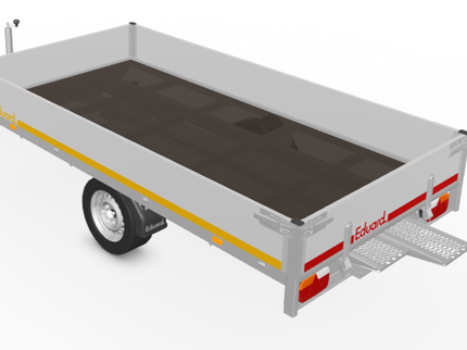 Eduard Geremde Eduard plateauwagen - 310x160 cm - 1500 kg bruto laadvermogen - 63 cm laadvloerhoogte - 30 cm borden - inclusief oprijplaten