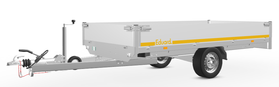 Eduard Geremde Eduard plateauwagen - 310x160 cm - 1500 kg bruto laadvermogen - 63 cm laadvloerhoogte - 30 cm borden - inclusief oprijplaten