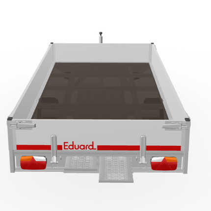 Eduard Geremde Eduard plateauwagen - 310x160 cm - 1500 kg bruto laadvermogen - 63 cm laadvloerhoogte - 30 cm borden - inclusief oprijplaten