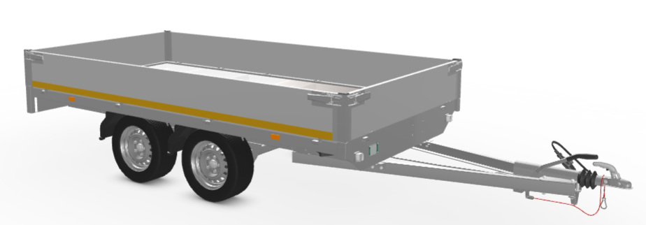 Eduard Geremde Eduard plateauwagen - 310x160 cm - 750 kg bruto laadvermogen - 72 cm laadvloerhoogte - 30 cm borden