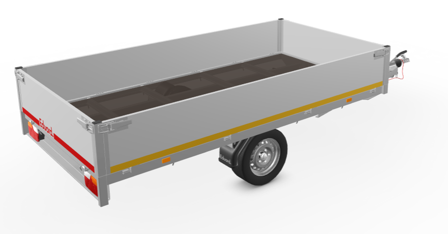 Eduard Geremde Eduard plateauwagen - 310x160 cm - 750 kg bruto laadvermogen  - 63 cm laadvloerhoogte  - 40 cm borden