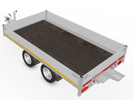 Eduard Geremde Eduard plateauwagen - 310x180 cm - 2000 kg bruto laadvermogen - 63 cm laadvloerhoogte - 30 cm borden - inclusief oprijplaten