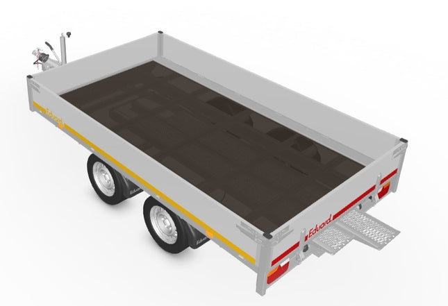 Eduard Geremde Eduard plateauwagen - 310x180 cm - 2000 kg bruto laadvermogen - 63 cm laadvloerhoogte - 30 cm borden - inclusief oprijplaten