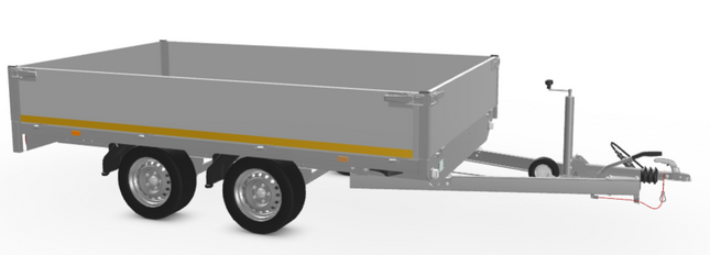 Eduard Geremde Eduard plateauwagen - 310x180 cm - 2000 kg bruto laadvermogen - 63 cm laadvloerhoogte - 40 cm borden
