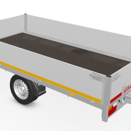 Eduard Geremde Eduard plateauwagen - 330x180 cm - 1350 kg bruto laadvermogen - 63 cm laadvloerhoogte - 40 cm borden - inclusief oprijplaten