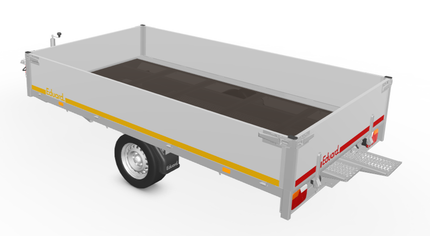 Eduard Geremde Eduard plateauwagen - 330x180 cm - 1350 kg bruto laadvermogen - 63 cm laadvloerhoogte - 40 cm borden - inclusief oprijplaten