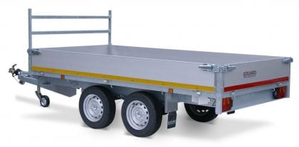 Eduard Geremde Eduard plateauwagen - 330x180 cm - 1350 kg bruto laadvermogen - 63 cm laadvloerhoogte - 40 cm borden - inclusief oprijplaten