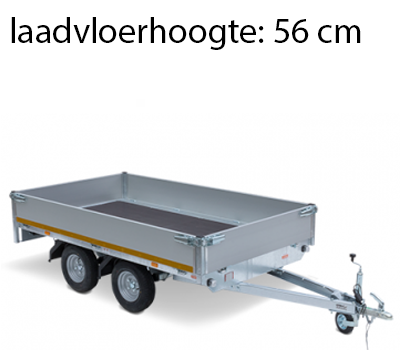 Eduard Geremde Eduard plateauwagen - 330x180 cm - 2000 kg bruto laadvermogen - 56 cm laadvloerhoogte - 40 cm borden - tandemasser - 195/55R10