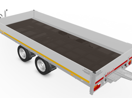 Eduard Geremde Eduard plateauwagen - 406x180 cm - 3000 kg bruto laadvermogen - 63 cm laadvloerhoogte - 30 cm borden - inclusief oprijplaten