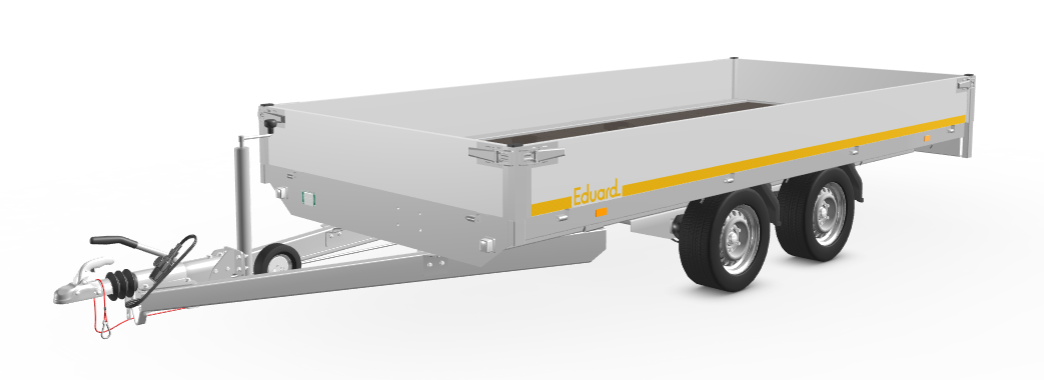 Eduard Geremde Eduard plateauwagen - 406x180 cm - 3000 kg bruto laadvermogen - 63 cm laadvloerhoogte - 30 cm borden - inclusief oprijplaten