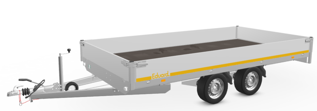 Eduard Geremde Eduard plateauwagen - 406x200 cm - 2700 kg bruto laadvermogen - 63 cm laadvloerhoogte - 30 cm borden - inclusief oprijplaten