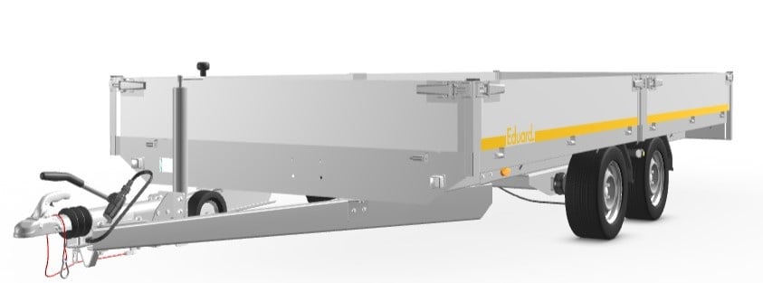 Eduard Geremde Eduard plateauwagen - 456x200 cm - 3500 kg bruto laadvermogen - 63 cm laadvloerhoogte - 30 cm borden - inclusief oprijplaten