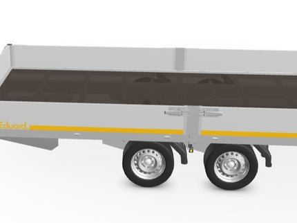 Eduard Geremde Eduard plateauwagen - 456x200 cm - 3500 kg bruto laadvermogen - 63 cm laadvloerhoogte - 30 cm borden - inclusief oprijplaten
