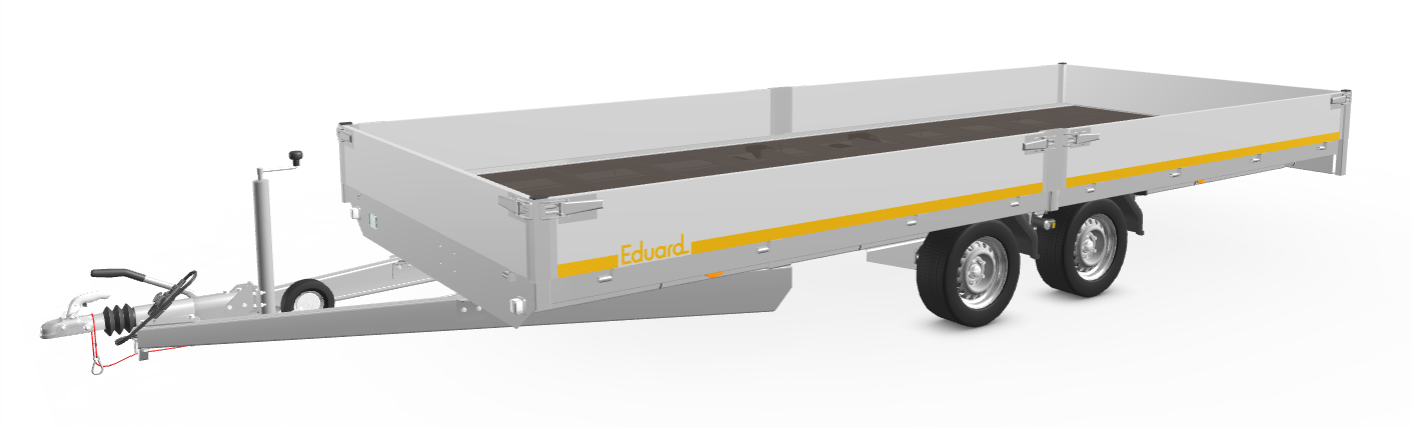 Eduard Geremde Eduard plateauwagen - 556x220 cm - 3000 kg bruto laadvermogen - 63 cm laadvloerhoogte - inclusief oprijplaten - 30 cm borden