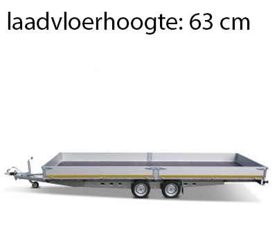 Eduard Geremde Eduard plateauwagen - 606x200 cm - 2700 kg bruto laadvermogen - 63 cm laadvloerhoogte - 30 cm borden