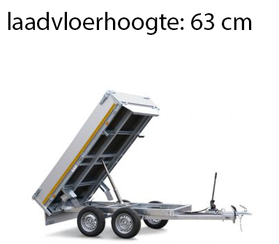 Eduard Ongeremde achterwaartse kipper - 256x150 cm - 750 kg bruto laadvermogen - handpomp - 63 cm laadvloerhoogte