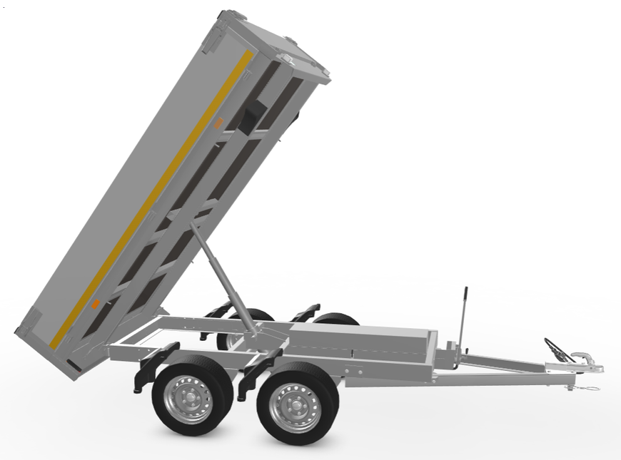 Eduard Ongeremde Eduard achterwaartse kipper - 256x150 cm - 750 kg bruto laadvermogen - elektrisch met afstandsbediening en handpomp  - 63 cm laadvloerhoogte