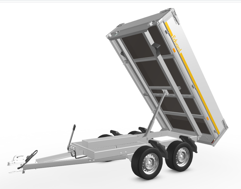 Eduard Ongeremde Eduard achterwaartse kipper - 256x150 cm - 750 kg bruto laadvermogen - elektrisch en handpomp - 63 cm laadvloerhoogte