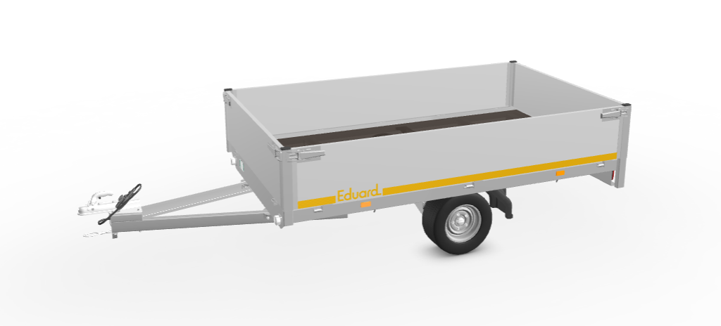 Eduard Ongeremde Eduard plateauwagen - 256x150 cm - 750 kg bruto laadvermogen - 56 cm laadvloerhoogte - 40 cm borden - enkelasser