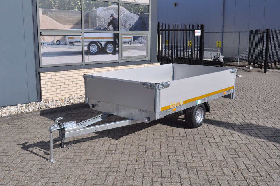 Eduard Ongeremde Eduard plateauwagen - 256x150 cm - 750 kg bruto laadvermogen - 56 cm laadvloerhoogte - 40 cm borden - enkelasser