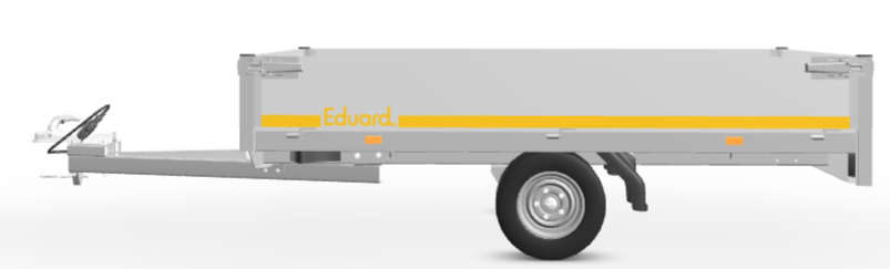 Eduard Ongeremde Eduard plateauwagen - 256x150 cm - 750 kg bruto laadvermogen - 56 cm laadvloerhoogte - 30 cm borden