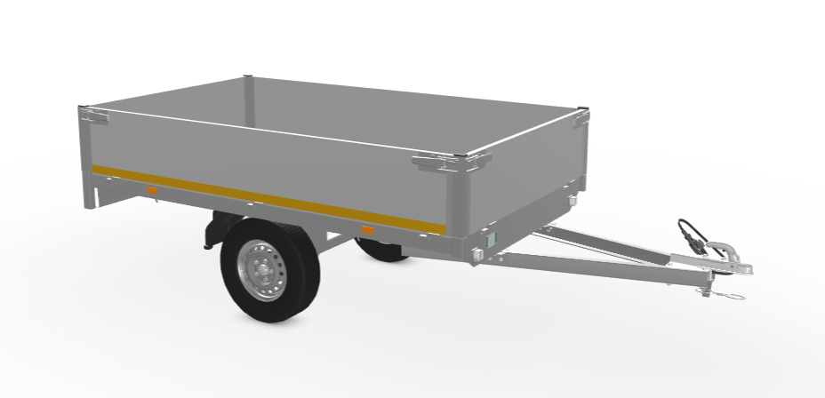 Eduard Ongeremde Eduard plateauwagen - 256x150 cm - 750 kg bruto laadvermogen - 72 cm laadvloerhoogte - 40 cm borden - enkelasser