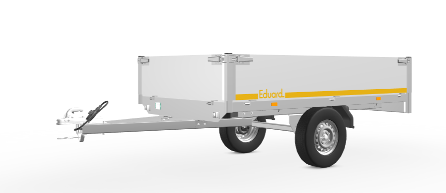 Eduard Ongeremde Eduard plateauwagen - 256x150 cm - 750 kg bruto laadvermogen - 72 cm laadvloerhoogte - 40 cm borden - enkelasser