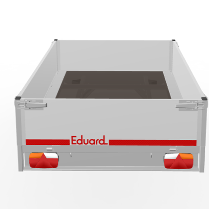 Eduard Ongeremde Eduard plateauwagen - 256x150 cm - 750 kg bruto laadvermogen - 72 cm laadvloerhoogte - 40 cm borden - enkelasser