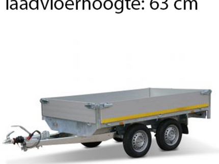Eduard Ongeremde Eduard plateauwagen - 256x150 cm - 750 kg bruto laadvermogen - 63 cm laadvloerhoogte - 30 cm borden - tandemasser