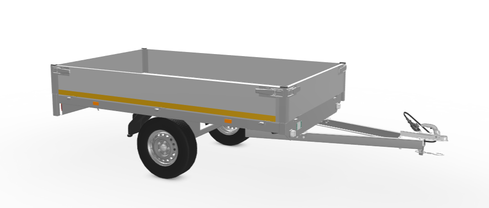 Eduard Ongeremde Eduard plateauwagen - 256x150 cm - 750 kg bruto laadvermogen - 72 cm laadvloerhoogte - 30 cm borden - enkelasser