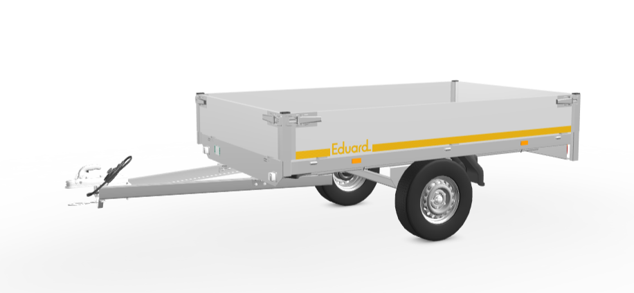 Eduard Ongeremde Eduard plateauwagen - 256x150 cm - 750 kg bruto laadvermogen - 72 cm laadvloerhoogte - 30 cm borden - enkelasser
