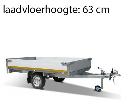 Eduard Ongeremde Eduard plateauwagen - 310x160 cm - 750 kg bruto laadvermogen - 63 cm laadvloerhoogte - 30 cm borden - enkelasser