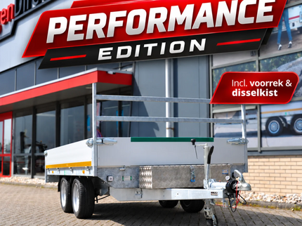 Eduard Performance edition - geremde Eduard plateauwagen - 330x180 cm - 2700 kg bruto laadvermogen - 63 cm laadvloerhoogte - inclusief gemonteerde disselkist & voorrek