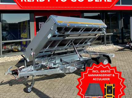 Eduard READY TO GO DEAL - Eduard driezijdige kipper 3500 kg elektrisch extern laden & handpomp 330x180 cm - inclusief aluminium oprijplaten & uitzetsteunen