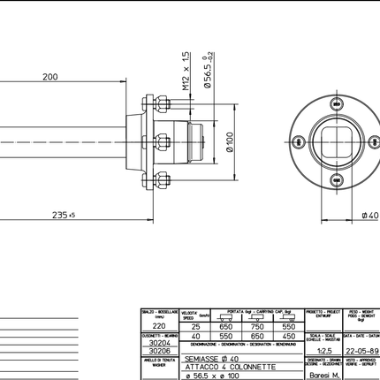 FAD Ongeremde naaf met aseind - 4x100 - aseind 40x200 mm