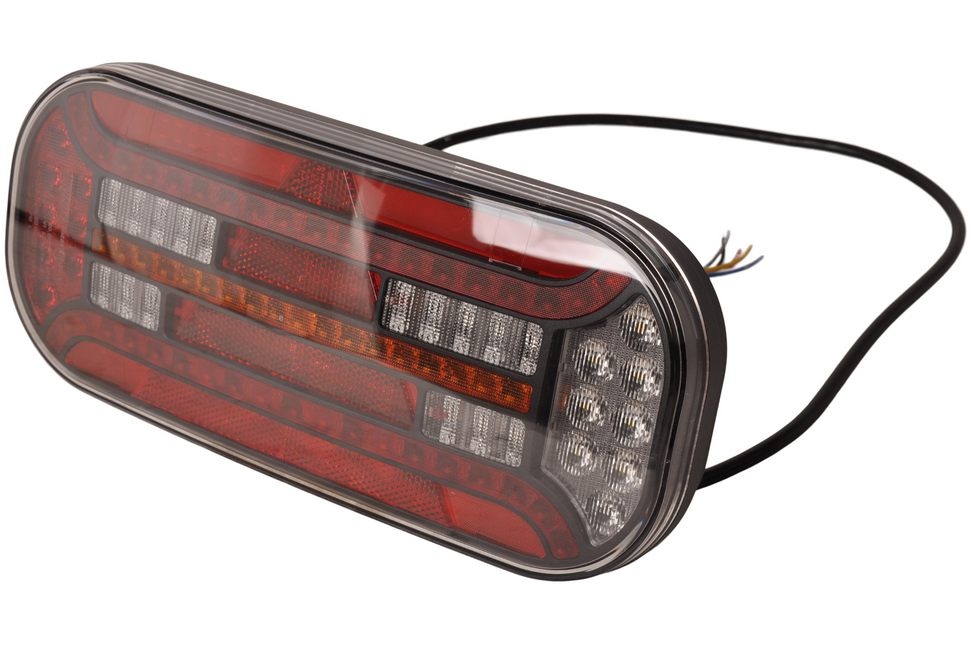 Fristom Achterlicht - Fristom FT-610 LED - links - 302x130x51 mm - met dynamische richtingaanwijzer - 100 cm losse draad aansluiting