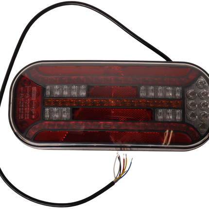 Fristom Achterlicht - Fristom FT-610 LED - links - 302x130x51 mm - met dynamische richtingaanwijzer - 100 cm losse draad aansluiting