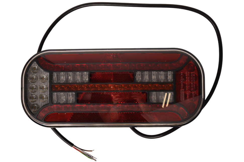 Fristom Achterlicht - Fristom FT-610 LED - rechts - 302x130x51 mm - met dynamische richtingaanwijzer - 100 cm losse draad aansluiting
